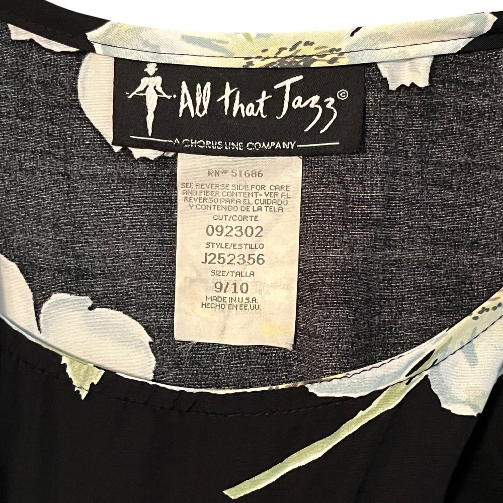 Vintage All That Jazz Dress Jr Sz 9/10‎  Whimsigoth Black Floral Fairy 90s Y2K - Picture 5 of 10